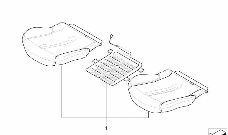 Acolchado asiento delantero cuero artificial negro OEM 52106961314 para MINI R50, R52 Cabrio. Original MINI.