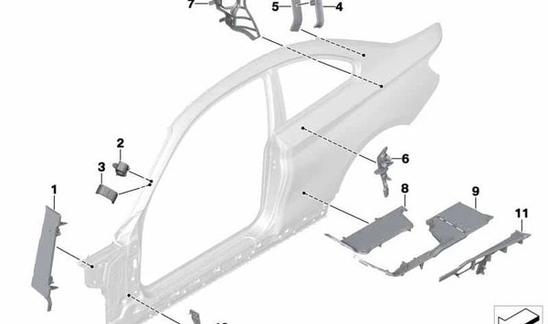Revestimiento exterior del pilar C OEM 41007361824 para BMW F22, F87. Original BMW.