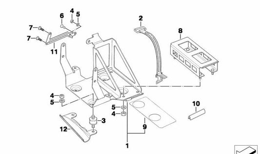 Soporte de batería OEM 61212306860 para BMW Motorrad R1200GS, R1200RT, R nineT, K1600GT, F800GS, F700GS, F650GS, S1000RR, S1000XR, S1000R. Original BMW Motorrad.