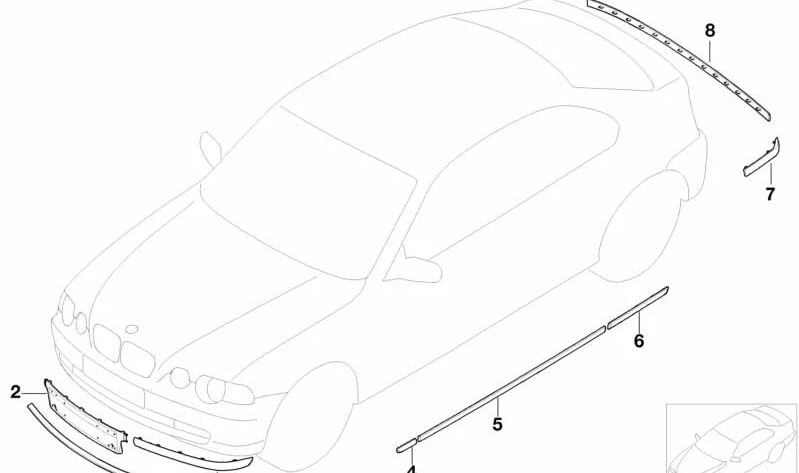 Soporte de matrícula OEM 51118252793 para BMW E46 {316ti}. Original BMW.