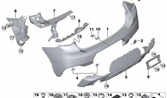 Difusor trasero inferior pintado OEM 51128090075 para BMW X2 F39 {M35i, sDrive18d, sDrive20d, sDrive20i, X2 20d}. Original BMW.