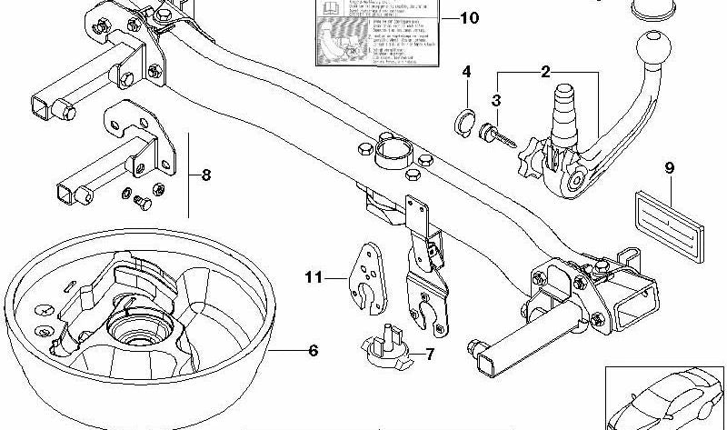 Removável bala de engate OEM 71606767772 para BMW E46. BMW original.