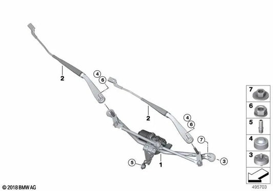 Wiper arm driver side for BMW X5 F95, G05, G18; X6 F96, G06; X7 G07 (OEM 61619479244). Original BMW