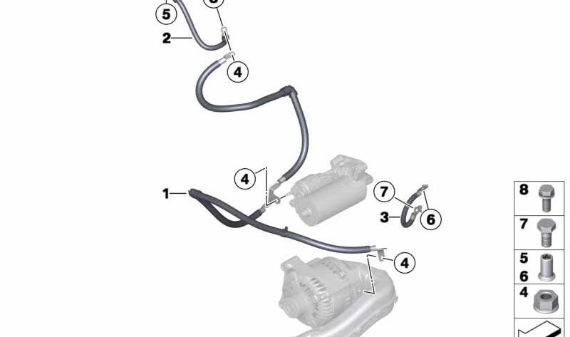 Generator-Arranque-Support-Kabel B+ für BMW F20, F21, F22, F23, F30, F31, F34, F32, F33, F36 (OEM 12428584699). Original BMW