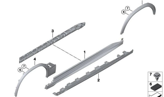 Primed sill cover left for BMW X6 F96, G06 (OEM 51778099201). Original BMW.