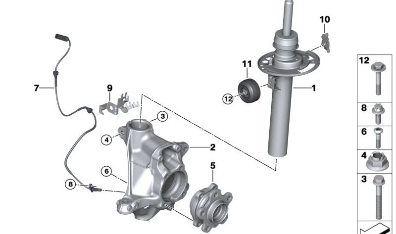 Front left shock absorber for BMW X3 G01, G01N, X4 G02 (OEM 31316871779). Original BMW