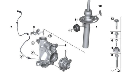 Amortiguador delantero derecho OEM 31316871780 para BMW X3 G01 y X4 G02. Original BMW.