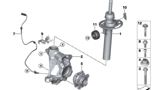 Front right shock absorber for BMW G01, G01N (OEM 31316871782). Original BMW