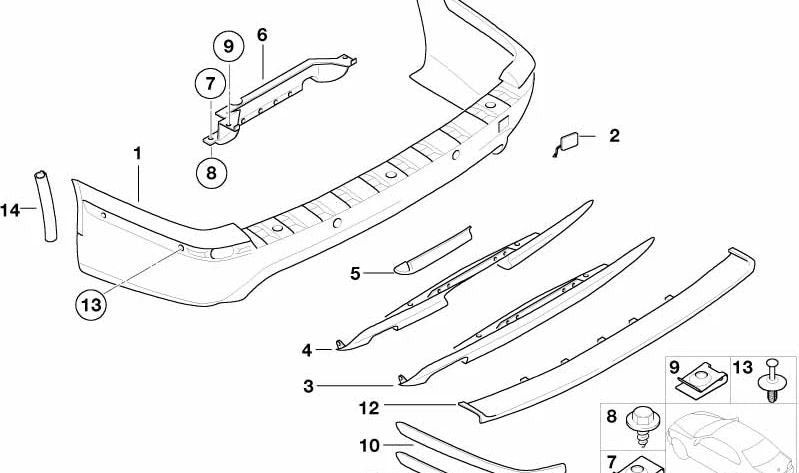 Soporte de inserción OEM 51127901487 para BMW E39. Original BMW.