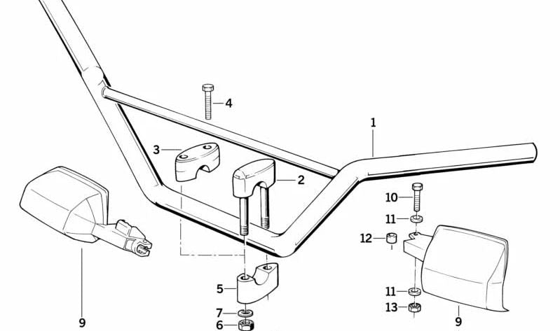Soporte superior del manillar OEM 32711452461 para BMW Motorrad (R850R, R1150R, R1150RS, R1150RT, R1100R, R1100RS). Original BMW.