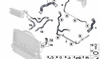 OEM refrigerant tube 17127639027 for BMW E84. Conduct the engine coolant. Original BMW replacement.