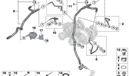 Supporto per tubo del tubo OEM 11537600670 per BMW X5 E70 e X6 E71. BMW originale.