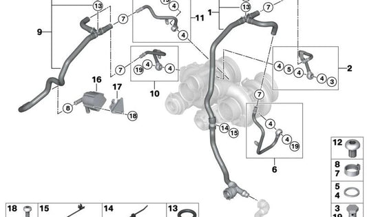 Supporto per tubo del tubo OEM 11537600670 per BMW X5 E70 e X6 E71. BMW originale.