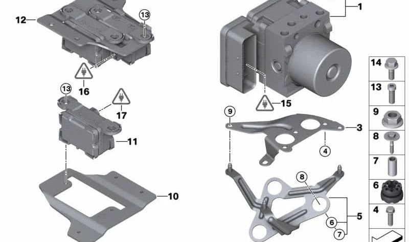 Soporte sensor de giro OEM 34516784959 para BMW E81, E82, E87N, E88, E90, E90N, E91N, E92, E92N, E93, E93N. Original BMW.