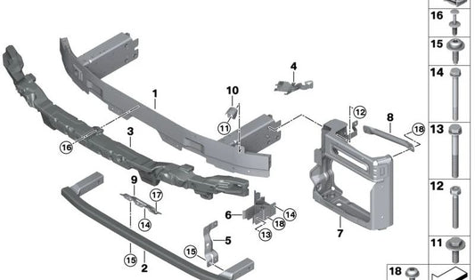 Soporte vertical derecho OEM 51117421672 para BMW X5 G05, G05N, G18, G18N; X6 G06, G06N; X7 G07, G07N; XM G09. Pieza original BMW.