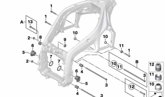 Buje izquierdo del eje de la suspensión trasera OEM 46518527590 para BMW Motorrad SK42 (HP4) y SK46 (S 1000 RR). Original BMW Motorrad.
