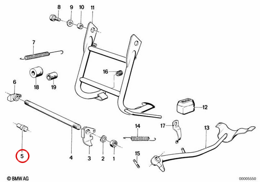 Boulon de support OEM 46511231233 pour BMW R50. BMW d'origine.