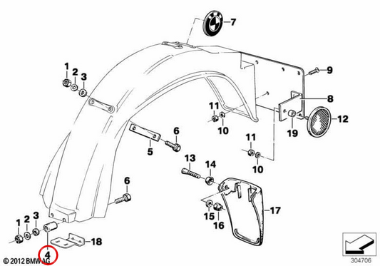 OEM -Auspuffunterstützung 46511233814 für BMW R45, R65, R80, R100. Originaler BMW Motorrad.
