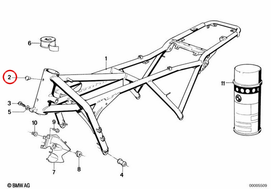 Bouchon de fermeture OEM 46511451596 pour motos BMW K75, K100, K1100 RS, K1100 LT... et plus. BMW Motorrad d'origine.