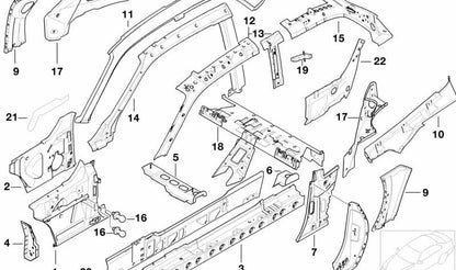 Lámina protectora izquierda OEM 51148410661 para BMW Z3 {E36 todos los modelos: 1.8, 1.9, 2.0} con cambio manual y automático. Original BMW.