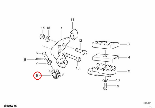 Mola OEM 46512345264 para motocicletas BMW F 650 (D161, D162), F 650 ST (D163). Originais BMW Motorrad.