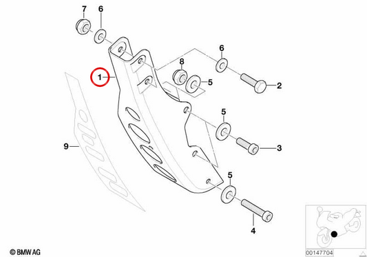 Support moteur OEM 46517650212 pour BMW Motorrad F 650 GS, F 650 GS Dakar, G 650 GS. BMW Motorrad d'origine.