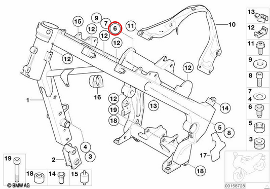 Casquillo OEM 46517652158 para motos BMW F 650 GS, F 650 CS, G 650 GS, G 650 GS Sertão. Original BMW Motorrad.