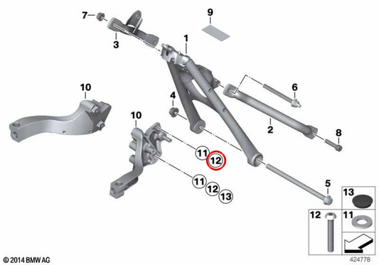 Tornillo ISA delantero OEM 46517692013 para BMW Motorrad HP2 Sport (R1200S, K29). Original BMW Motorrad.