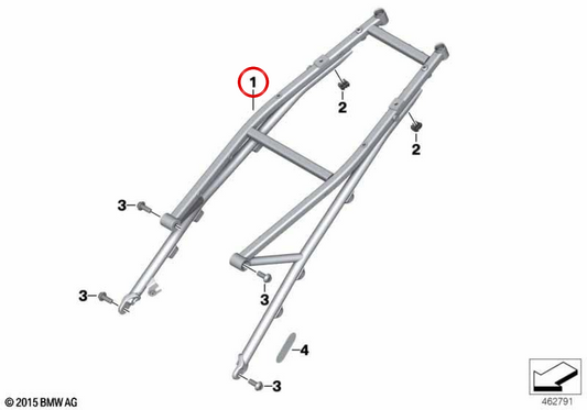 Schwarzer Heckrahmen OEM 46518524784 für BMW R 1200 R, R 1200 RS Motorräder (09/2014 - 07/2018). Original BMW Motorrad.
