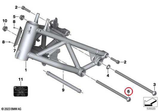 Vis à tête pour demi-châssis avant M12x255-10.9-MK OEM 46518526421 pour motos BMW R 1200 GS, R 1200 GS Adventure, R 1200 RT, R 1200 R, R nineT, R nineT Pure, Scrambler, Racer, Urban G/S... et plus. Original BMW Motorrad