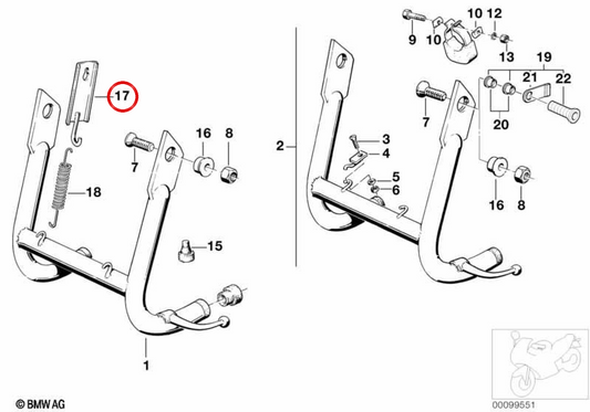 Support d'échappement OEM 46521238329 pour BMW R100, R80, R65, R45. BMW d'origine.