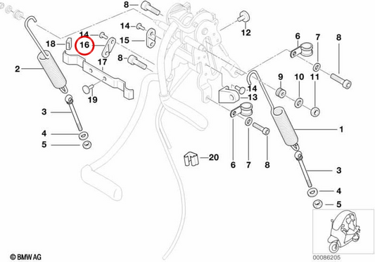 Support de câble Bowden OEM 46522336044 pour BMW Motorrad C1 125cc. BMW Motorrad d'origine.