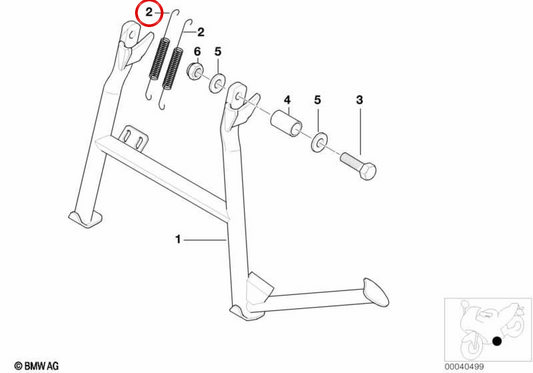OEM Zugfeder 46527650721 für Hauptständer von BMW Motorrad F700GS, F800GS, F650GS... und mehr. Original BMW Motorrad.