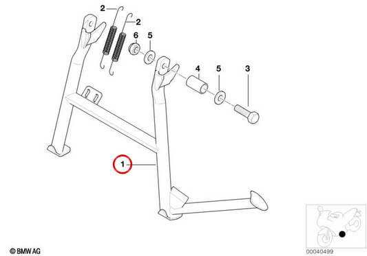 Caballete central OEM 46527669895 para motos BMW F 650 GS, G 650 GS. Original BMW Motorrad.