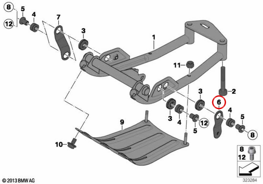 Pieza de unión izquierda OEM 46527678776 para motos BMW K1200LT, K1200RS. Original BMW Motorrad.