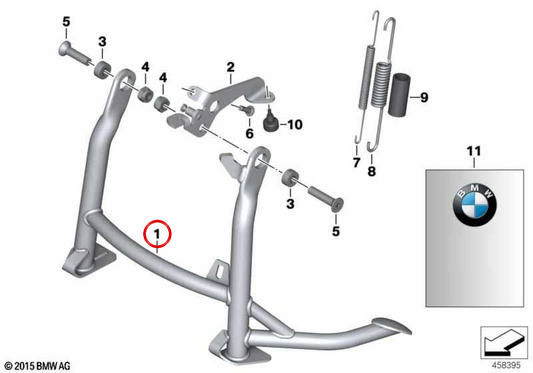 Cavalletto centrale OEM 46527704612 per moto BMW K1200S, K1300S, K1200R, K1300R. BMW Motorrad originale.