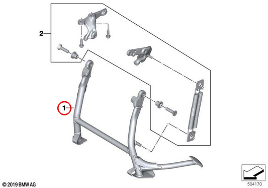 Cavalletto centrale OEM 46528404255 per moto BMW F 900 R e F 900 R A2 (K83)… e altro. Originale BMW Motorrad.