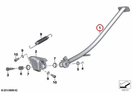 Suporte lateral OEM 46537686247 para BMW Motorrad HP2 Enduro (K25). Originais BMW Motorrad.
