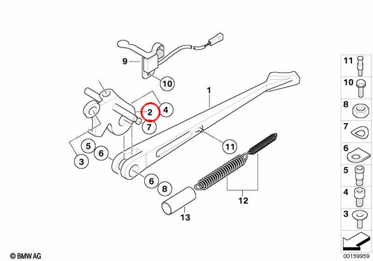 Seitenstützenträger OEM 46537696659 für BMW G 650 X Motorräder 0141, 0164, 0165, 0167. Original BMW Motorrad.
