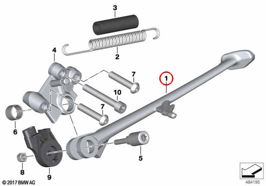 Appui latéral OEM 46538530151 pour motos BMW F 800 GT K71 et F 800 R K73. Original BMW Motorrad.