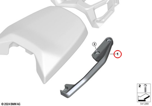 Asa de agarre deportiva trasera izquierda negro mate OEM 46545A69C93 para motos BMW R 1300 GS Adventure (KA2) Original BMW Motorrad