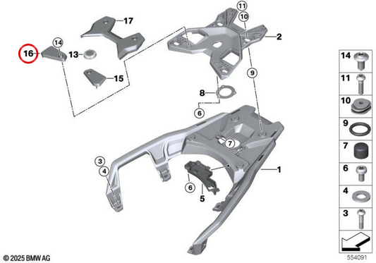 Recouvrement droit OEM 46545A86BA2 pour motos BMW C 400 GT, C 400 X, R 1300 RS. Original BMW Motorrad.