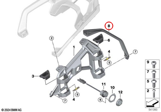 Tirante trasversale OEM 46547105816 per portapacchi moto BMW R 1300 GS Adventure (KA2, 0M31) dal 17/07/2024. Originale BMW Motorrad.