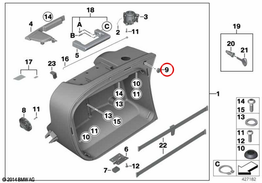 Tampa de fecho OEM 46547671783 para motos BMW R 1200 RT, R 1250 RT, R 1200 R, R 1200 ST, K 1200 GT, K 1300 GT, F 800 GT, F 800 ST, F 800 S, F 800 R... e mais. Original BMW Motorrad.
