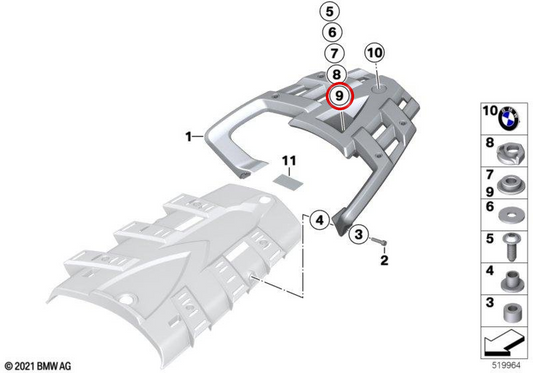 Casquillo OEM 46547673777 para motos BMW R 1200 GS (K25) y R 1300 RT (KA3). Original BMW Motorrad.