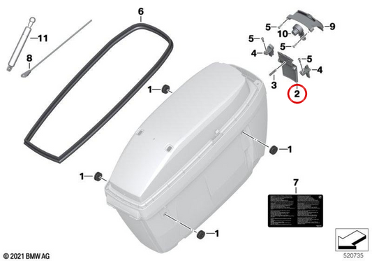 Poignée concave de valise OEM 46547683003 pour motos BMW R 1200 RT, R 1250 RT, F 750 GS, F 800 GS, F 850 GS, F 900 GS, CE 04... et plus. Original BMW Motorrad