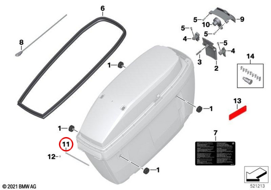 OEM suitcase axle 46547683006 for BMW Motorrad bikes F 750 GS, F 800 GS, F 850 GS, F 900 GS, R 1200 RT, R 1250 RT, K 1600 GT, K 1600 GTL… and more. Original BMW Motorrad.