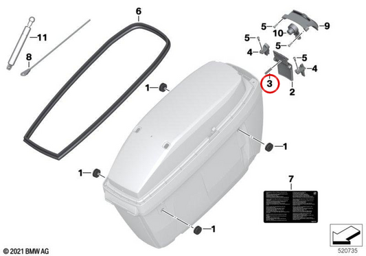 Mola de pannier OEM 46547684947 para motocicletas BMW R 1200 RT, F 750 GS, C650… e muito mais. Originais BMW Motorrad.