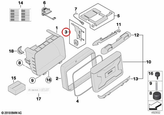 Right Topcase Adjustment Plate OEM 46547687162 for BMW motorcycles F700GS, F650GS, F800GS, R1200GS... and more. Original BMW Motorrad.