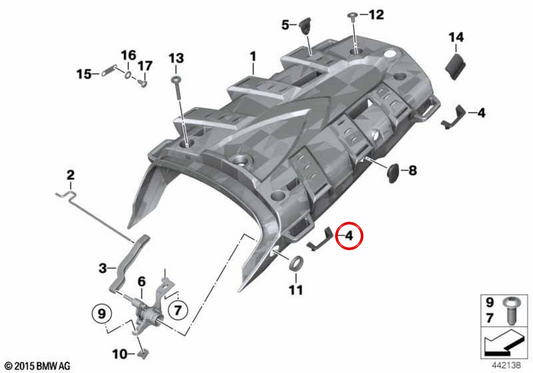 Fermo destro OEM 46547698466 per moto BMW R1200GS, R1200GS Adventure. BMW Motorrad originale.